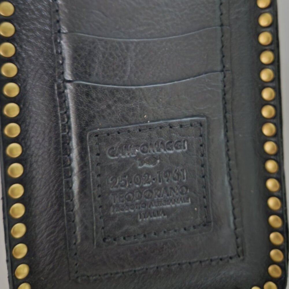 NEW Campomaggi Studded Phone Bag Black Gold Studs - Picture 5 of 5